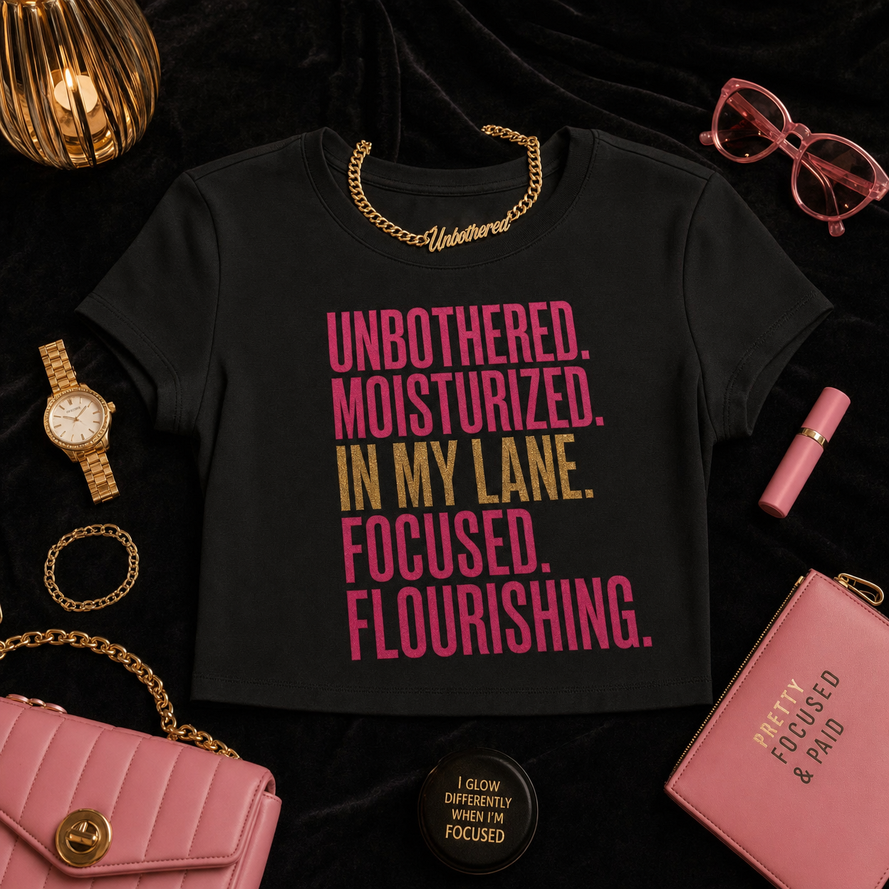 Unbothered. Moisturized. Flourishing. Crop Top