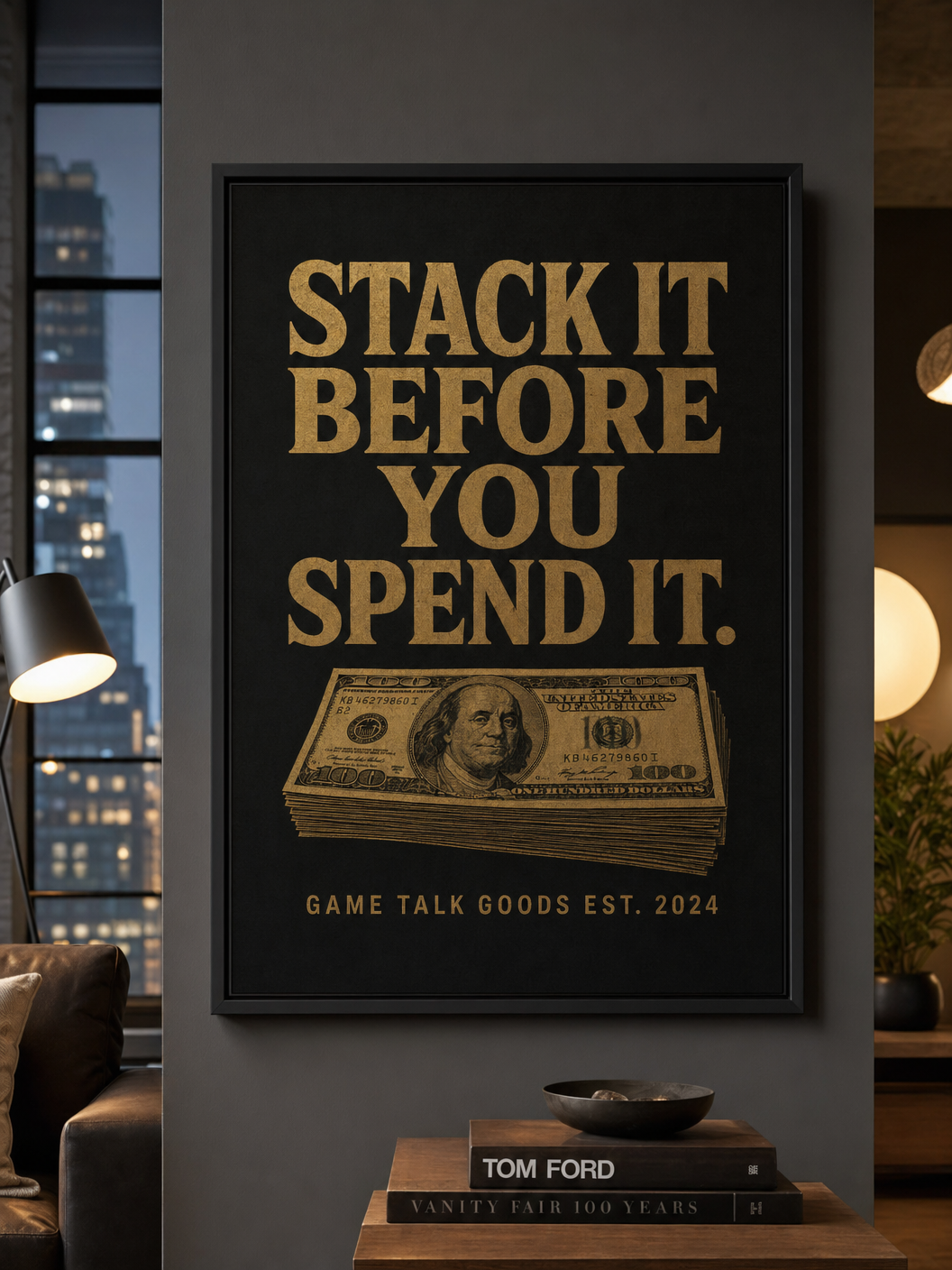 Stack It Before You Spend It — Framed Print